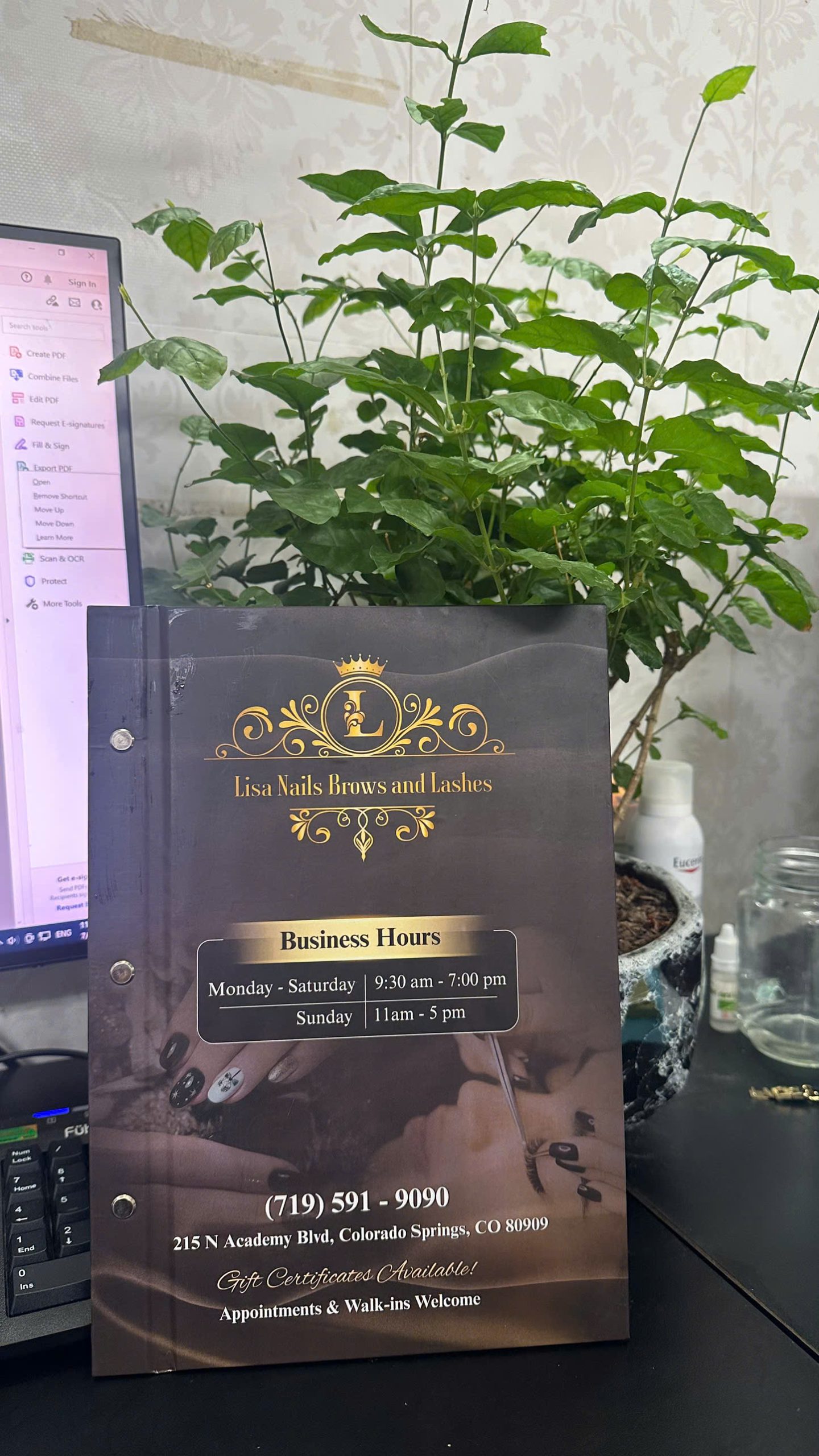 Menu bìa cứng spa nail salon